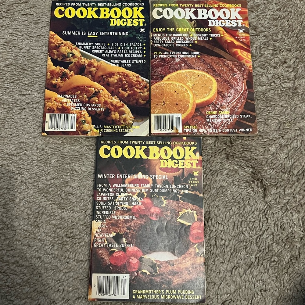 Cookbook Digest set of 3 Vintage Books from 1980s
